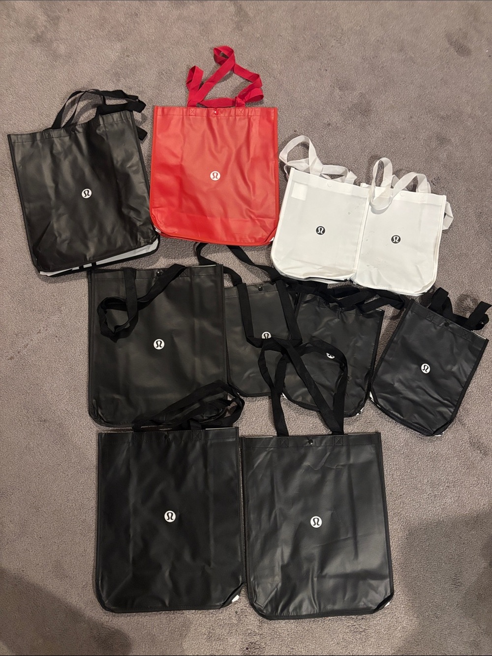 new!lululemon athletica Tote Bag Lot — Black, Red, White